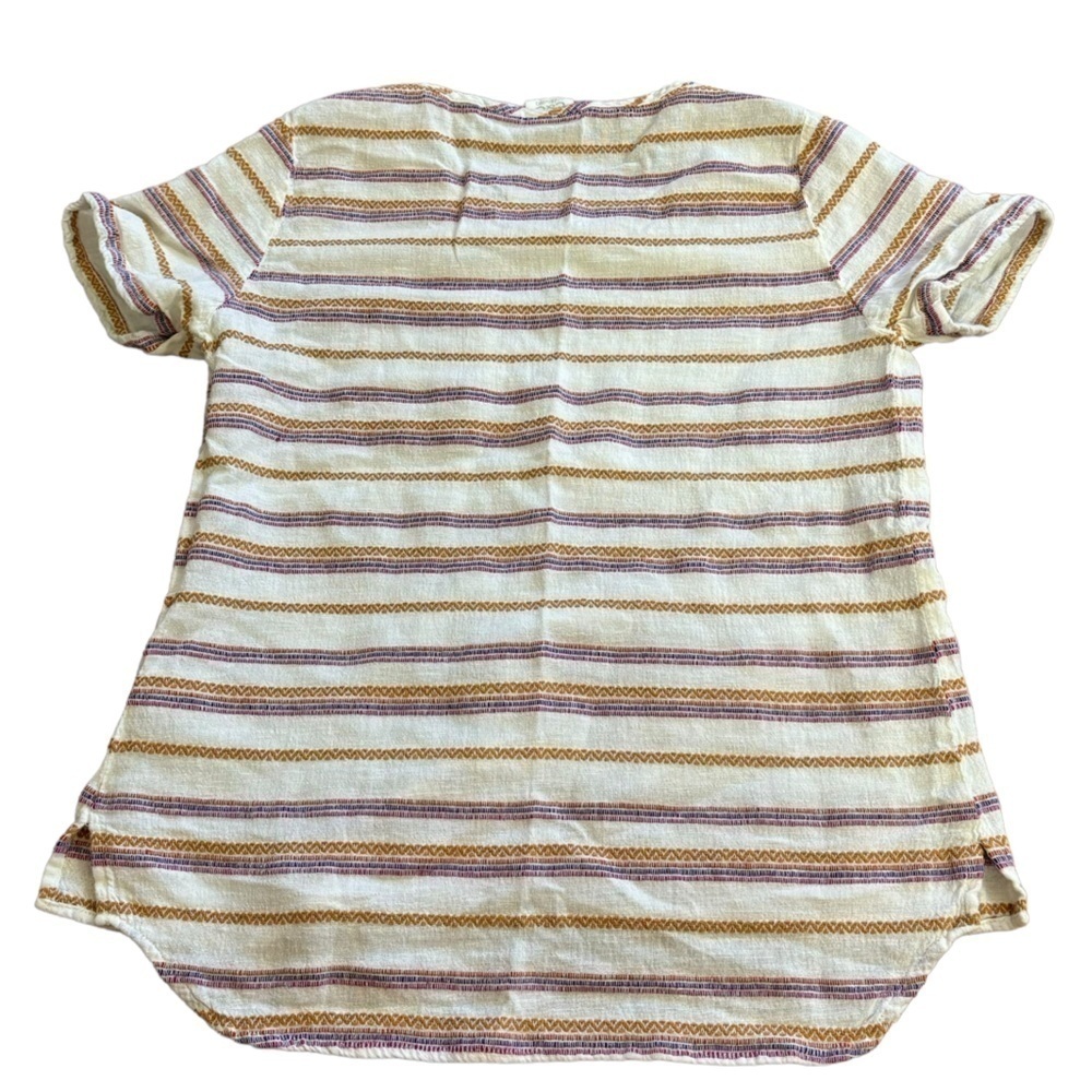 C&C California Cotton Linen Blend Stripe Crew Neck Short Sleeve Blouse Women’s S - Picture 8 of 9